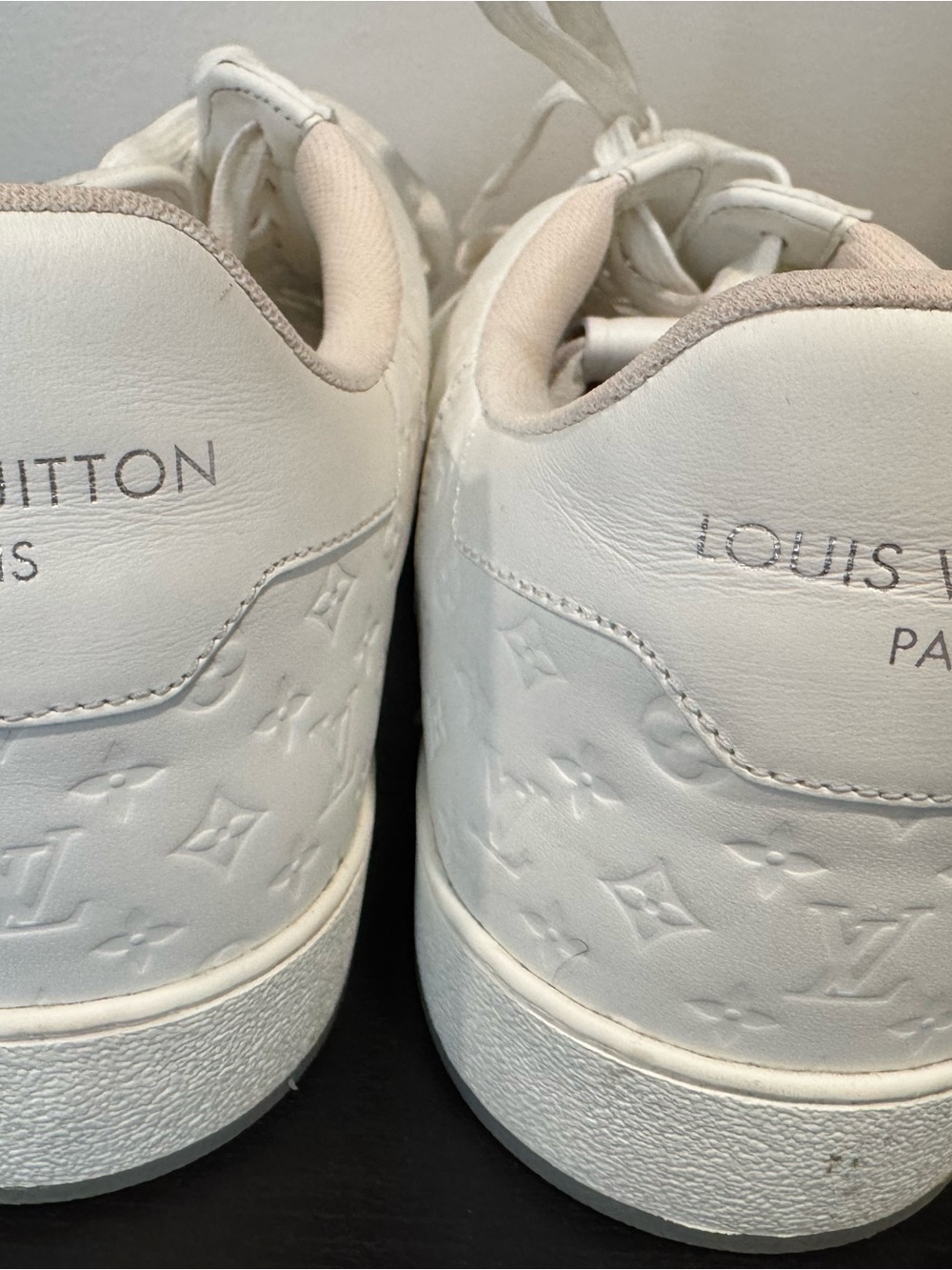 Authentic Louis Vuitton White Embossed Monogram Sneakers, comes with dust bags. - Picture 5 of 10